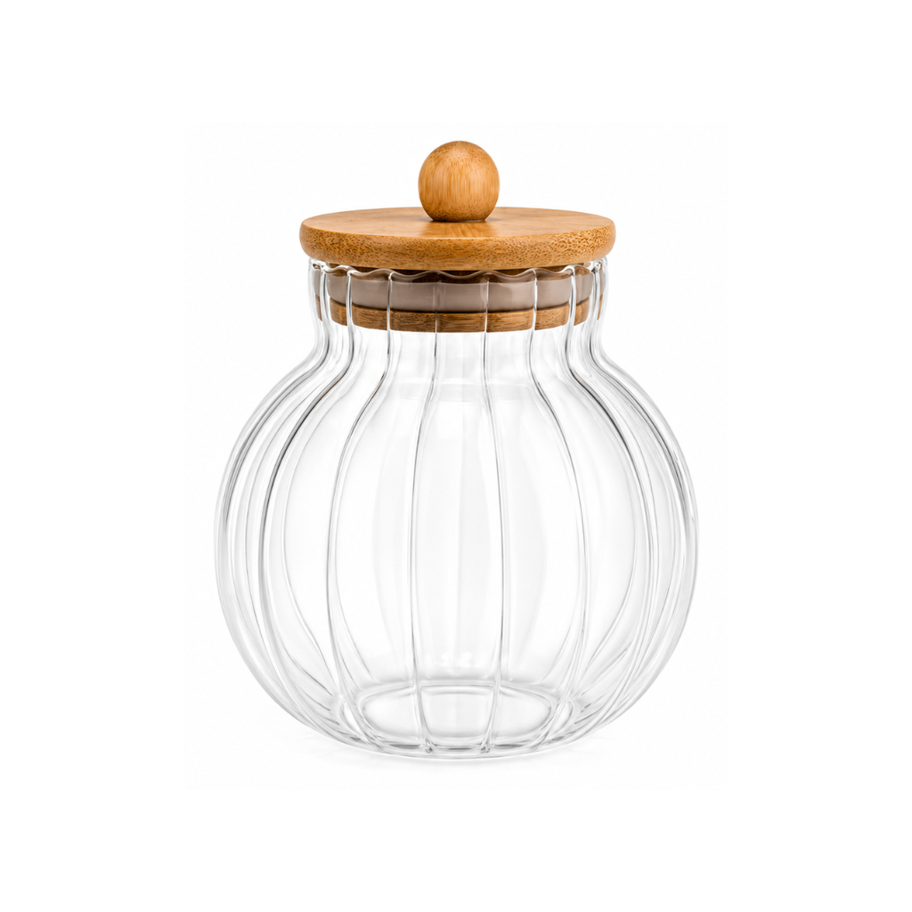 400ml Transparent Glass Jar with Bamboo Lid