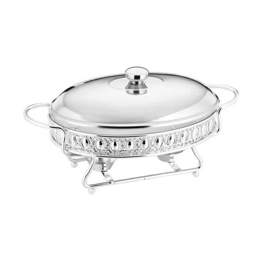 [13-R346] Stainless Steel Oval Silver Food Warmer 2.5 Liter