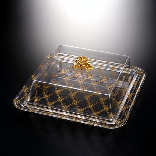 [02-880G] Vague Acrylic Square Serving Set 42.5 cm Golden Design