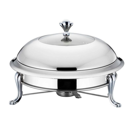 [13-R355] 26 cm Silver Round SS Crown Food Warmer