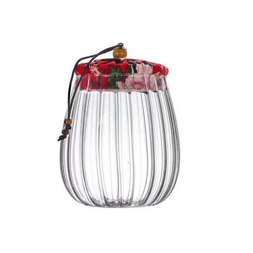 [13-R495] 350ml Transparent Glass Jar with Cloth Lid